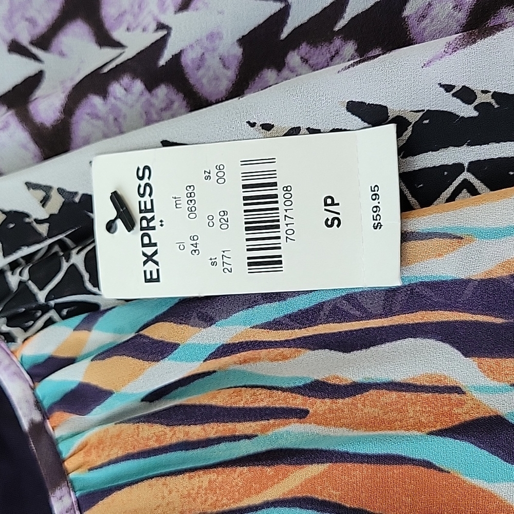 NWT Express Multi Pattern Flowy Dress - Picture 9 of 9